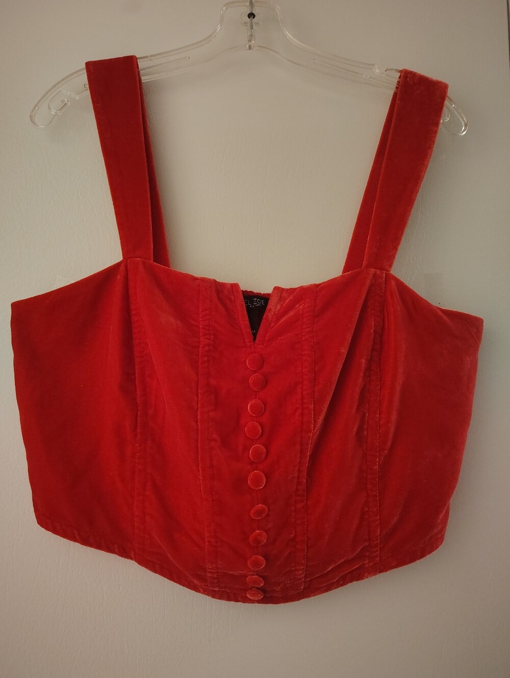 Rachel Zoe Fuscia Velvet Covered Decorative Button-Front Camisole